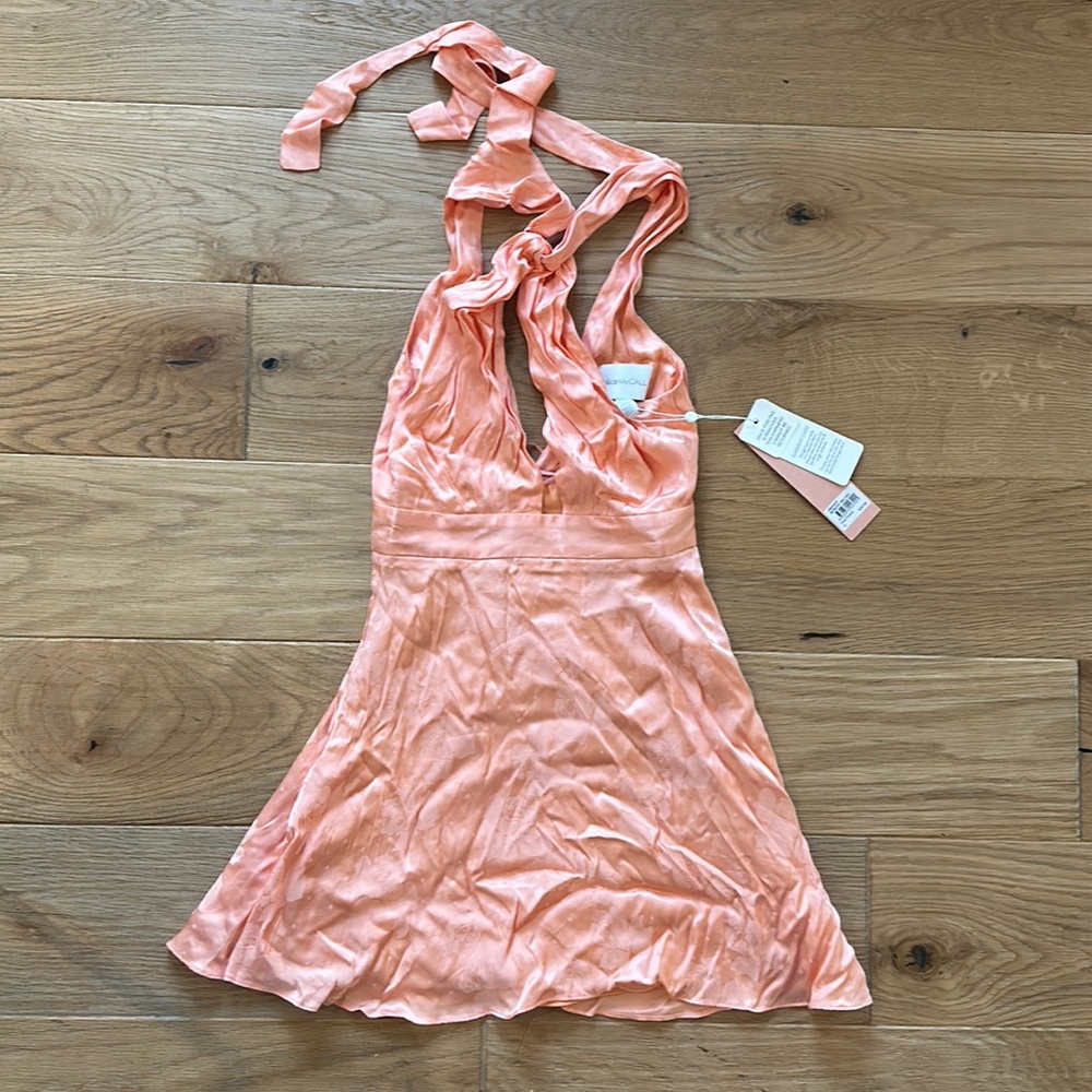 Alice McCall peach halter mini dress